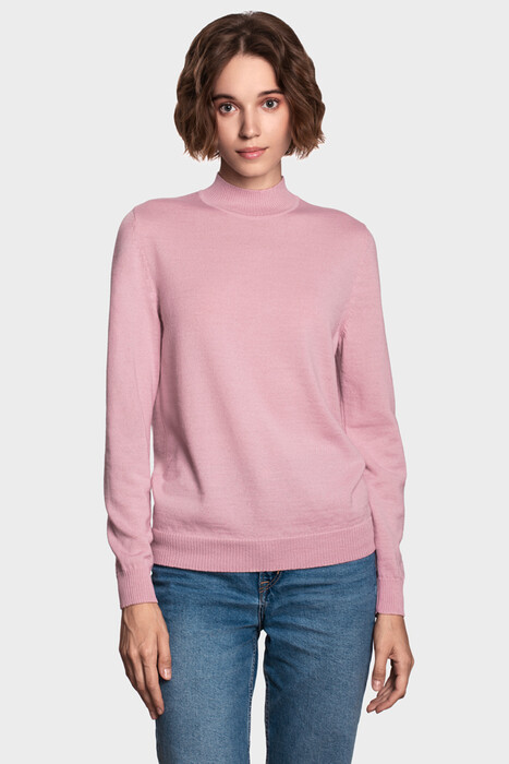 Mock neck sweater in merino wool blend (Rosa)