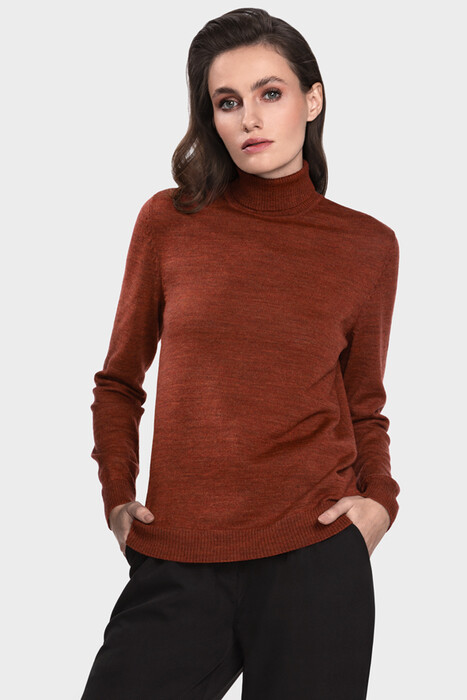 Жіночий вовняний светр з високою стійкою (Bruciato Melange)