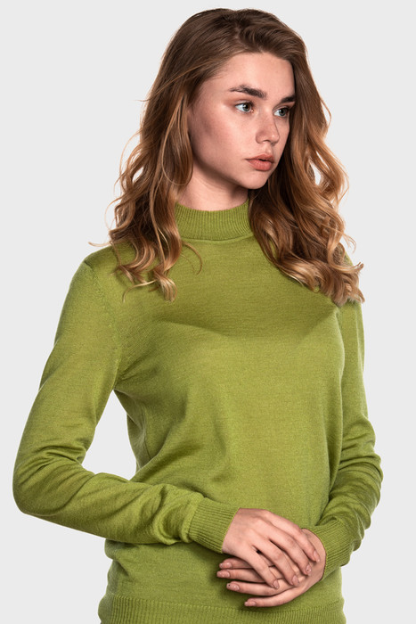 Женский шерстяной свитер с небольшой стойкой (Pear Green)