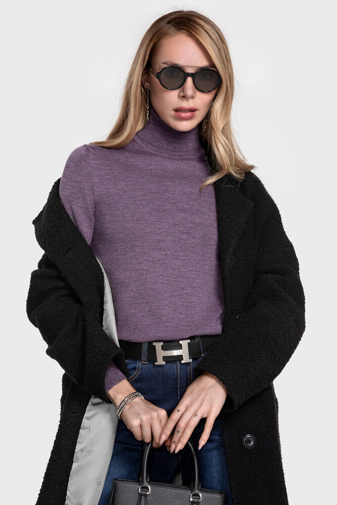 Turtleneck sweater in pure merino wool (Ametista Melange)