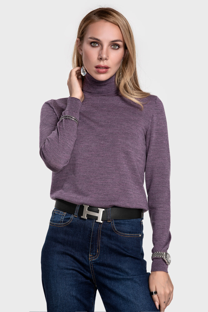 Turtleneck sweater in pure merino wool (Ametista Melange)