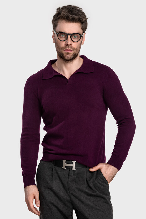 Pure wool seamless men's sweater (Maroon)