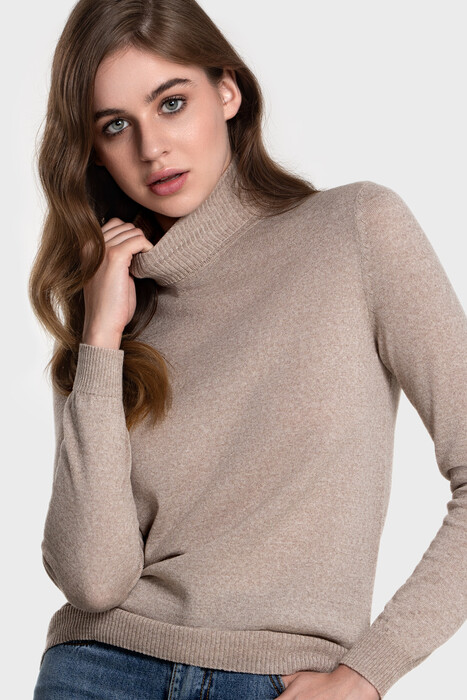 Turtleneck sweater in pure merino wool (Tortora Melange)