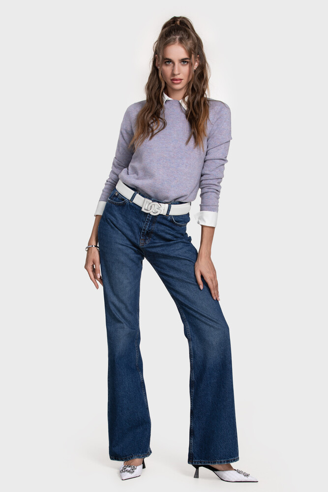 Безшовний джемпер з преміальної чистої вовни (Mirtillo Melange)