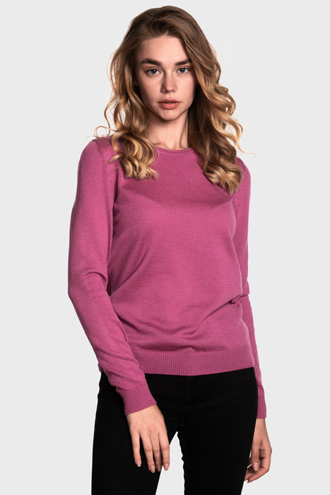 Жіночий вовняний светр з круглою горловиною (Fandango pink)