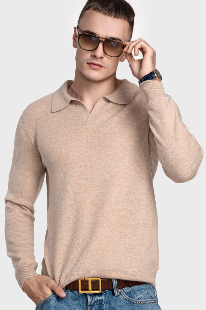 Pure wool seamless men's sweater (Granelle Melange)