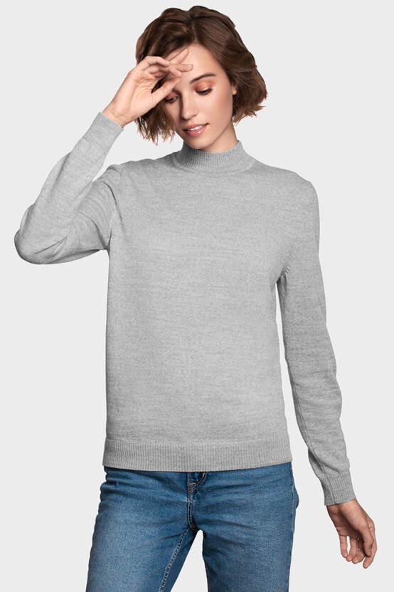 Mock neck sweater in merino wool blend (Argento Melange)