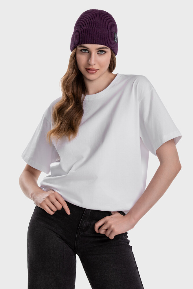 Ribbed beanie in merino wool blend (Vinaccia Melange)