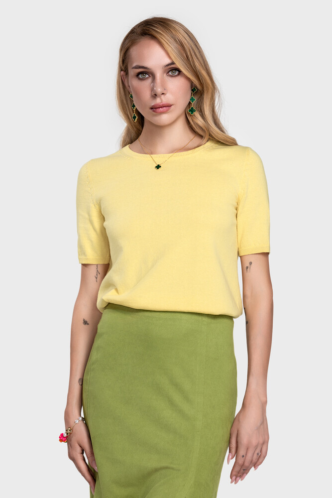 Сrew neck sweater in organic cotton blend (Ginestra)