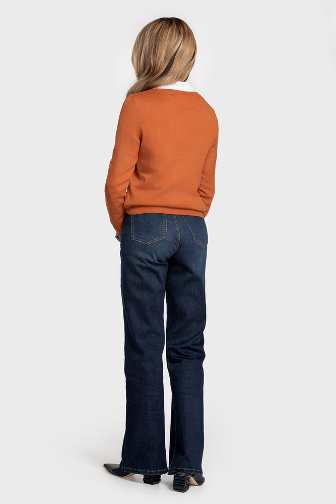 Сrew neck sweater in organic cotton blend (Mattone)