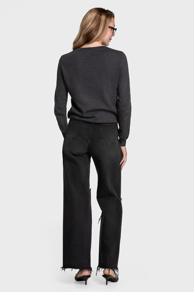 Джемпер з V-вирізом з бавовни та кашеміру (Grafite Melange)