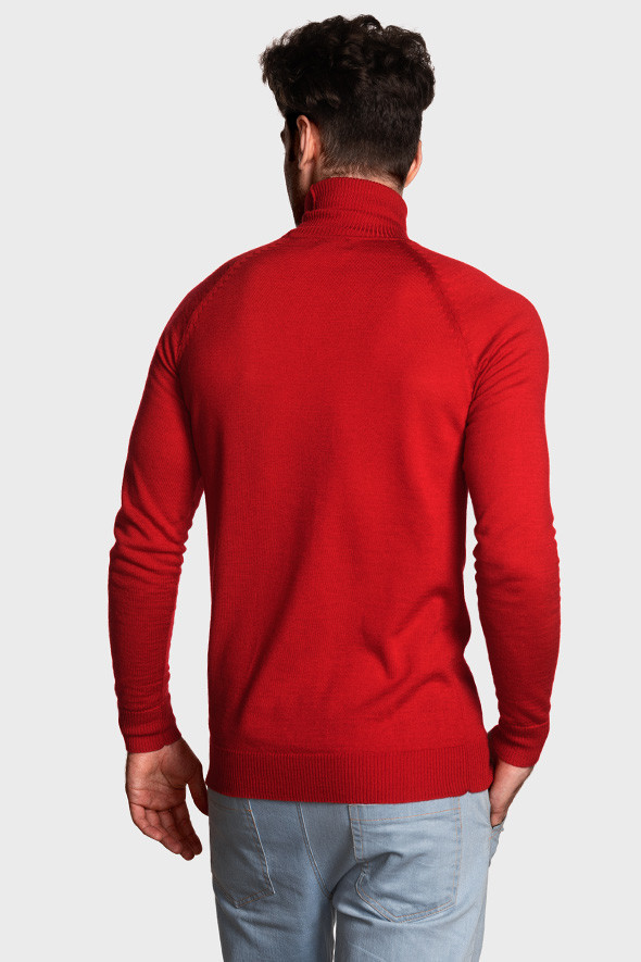 Чоловічий вовняний светр з високою стійкою (Chili Red)