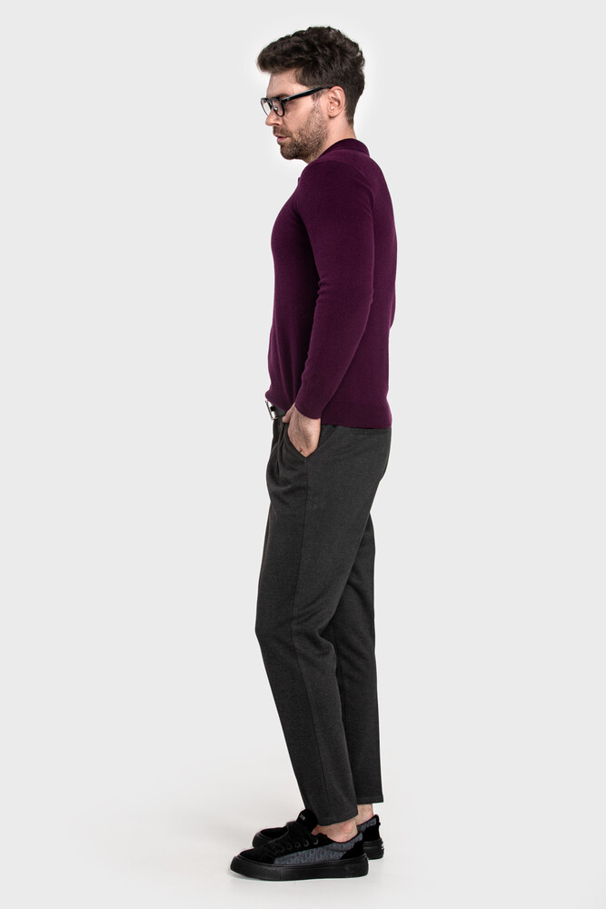 Pure wool seamless men's sweater (Maroon)