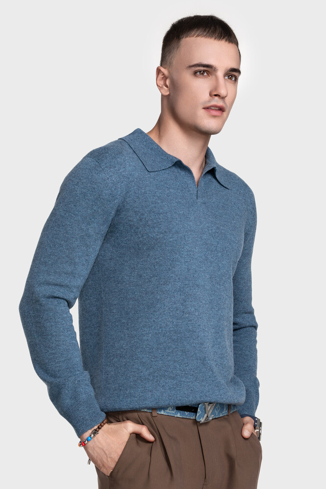 Безшовне поло з преміальної чистої вовни (Blufo Melange)