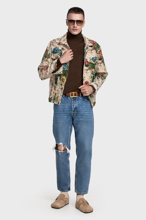 Turtleneck sweater in pure merino wool (Cioccolato Melange)