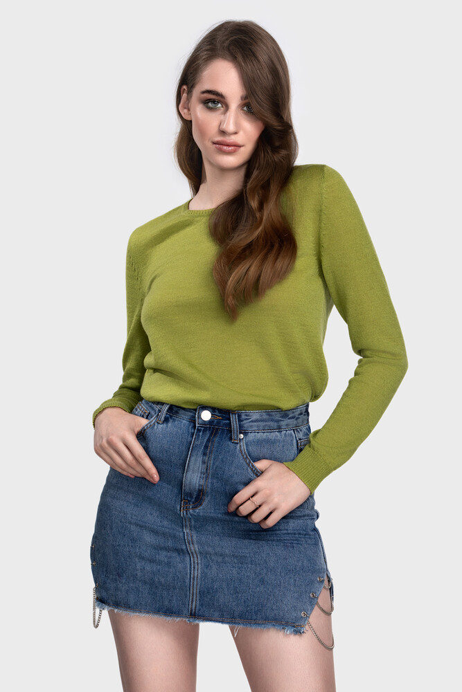 Жіночий вовняний светр з круглою горловиною (Pear)